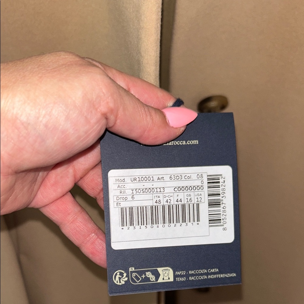 NWT Cinzia Rocca Icons Taupe Wool Cashmere Coat Italy Minimalist Size 12 - Picture 8 of 14